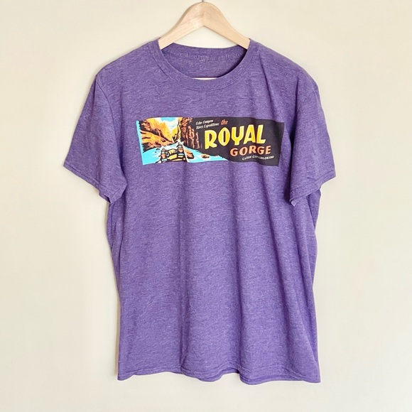 The Royal Gorge Canyon City Colorado Graphic Purple T Shirt Adult size Large - Picture 2 of 5
